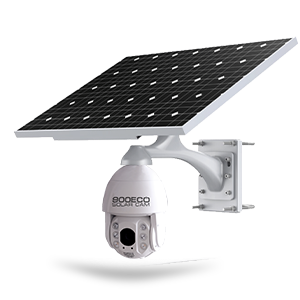 PTZ camera mounted with solar panel