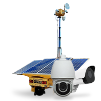 Portable CCTV Trailer with tower and zoomed in camera