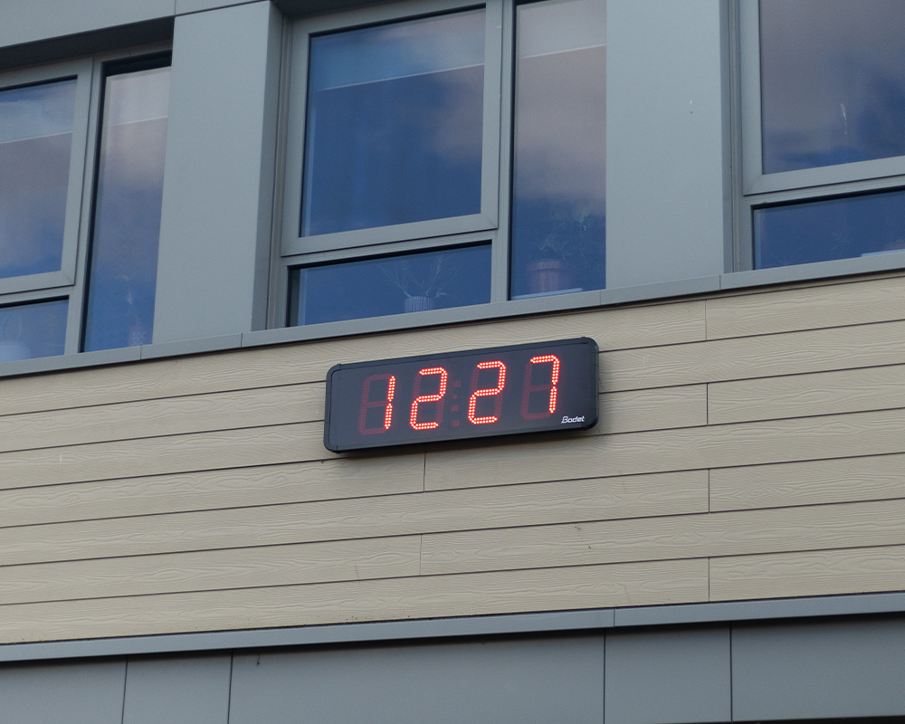 LED clock in school playground