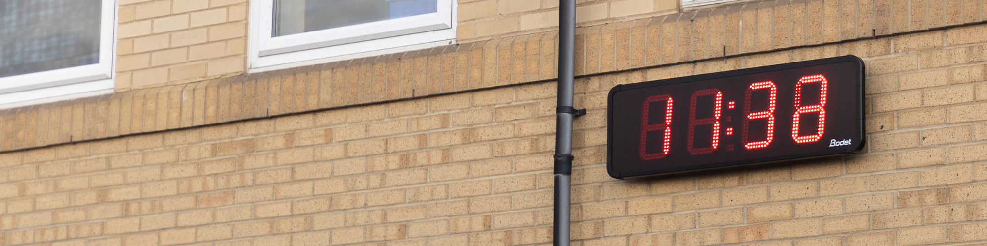LED clock outside school