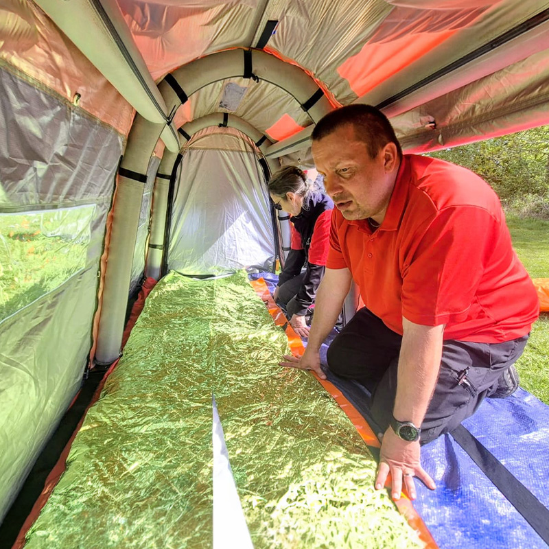 safety tent in use
