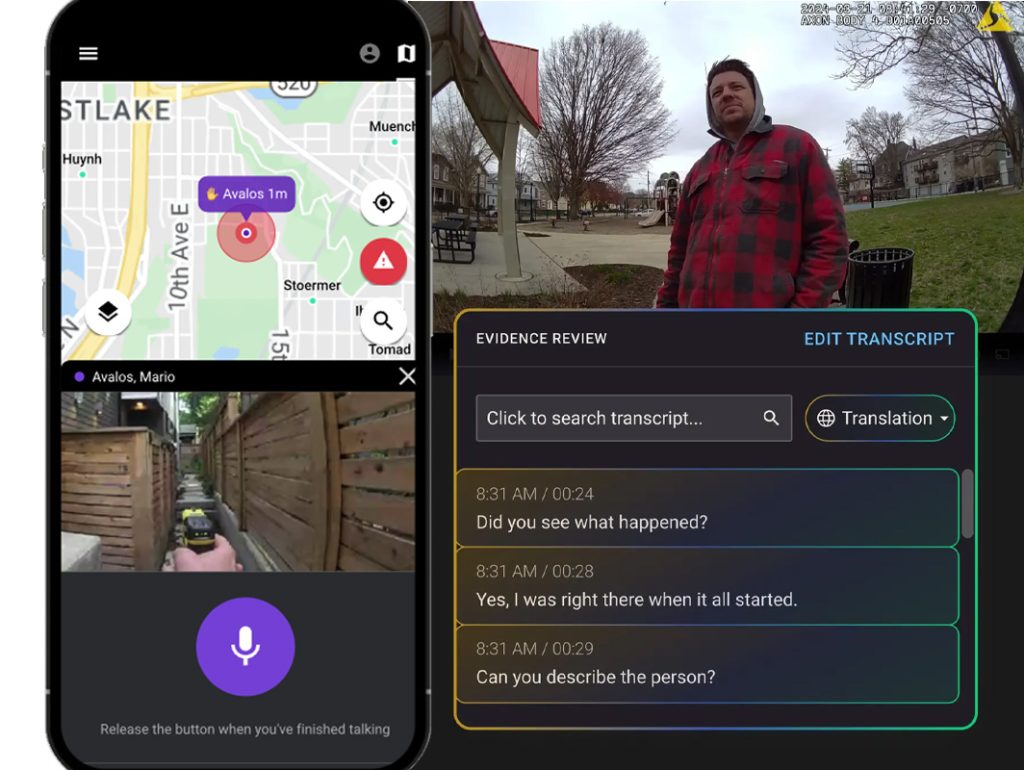 Map and conversation about an incident on a axon body camera