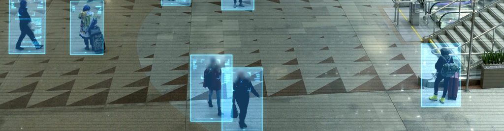 people in venue being scanned by camera